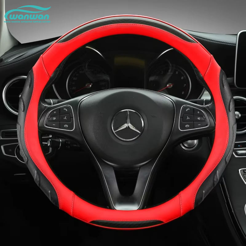 Steering Wheel Cover Leather Carbon Fiber