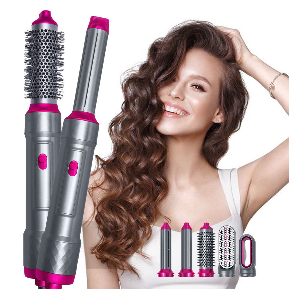 5‑in‑1 Hot Air Hair Styler – Volumizing Brush, Negative Ion Curler & Brushless Blower