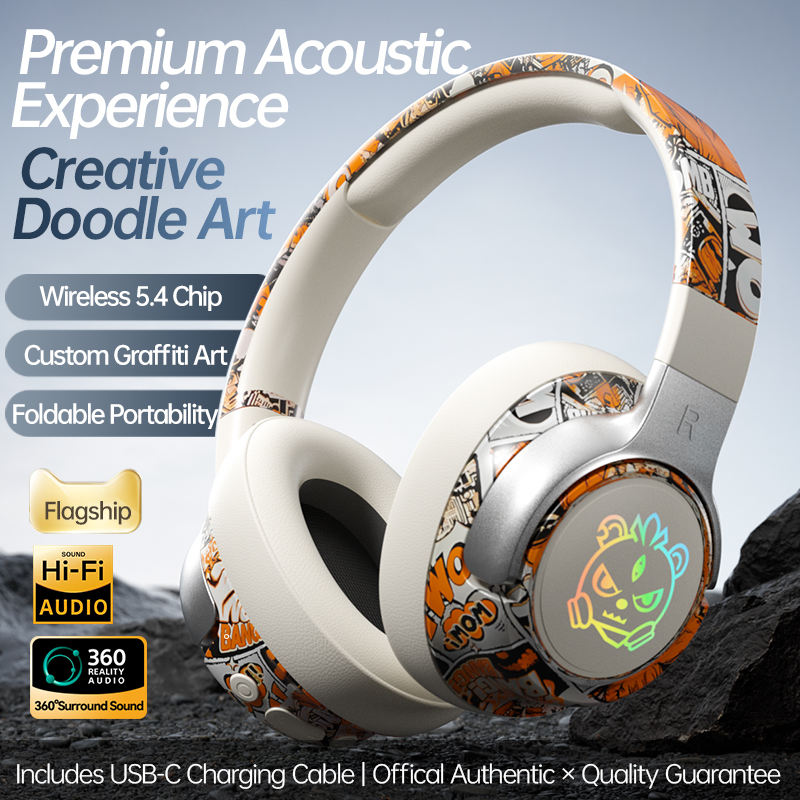 ORANGLES Soyto T12 Wireless Foldable RGB Headphones - high resolution display - exposing craftsmanship - Image 2 of 2 | built for everyone | Soyto T12 Wireless Foldable RGB Headphones for sale Georgia | Free Shipping ORANGLES