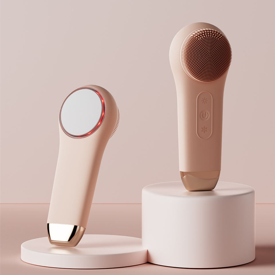 Silicone Facial Cleansing Brush | Skin Tightening Beauty Tool with Heat & Cold Compress