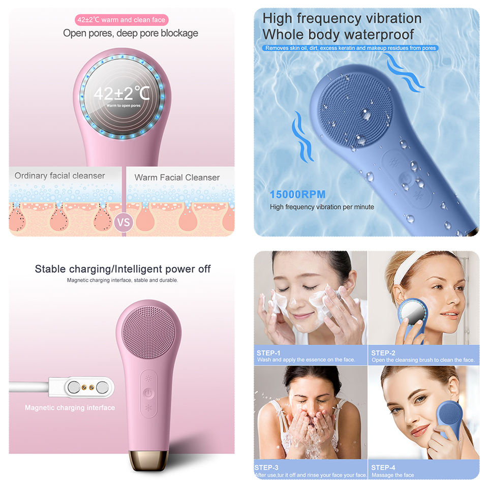 ORANGLES Silicone Facial Cleansing Brush | Skin Tightening Beauty Tool with Heat & Cold Compress - high resolution display - exposing craftsmanship - Image 2 of 2 | built for everyone | Silicone Facial Cleansing Brush | Skin Tightening Beauty Tool with Heat & Cold Compress for sale Georgia | Free Shipping ORANGLES