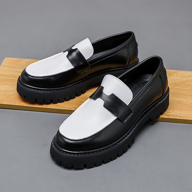 2024 Men’s Platform Leather Shoes – Casual Fashion Formal Black PU Dress Shoes for Business, Wedding & Party