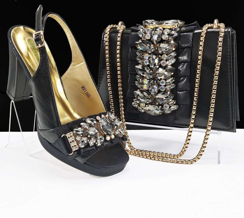 2025 Italian Women’s High Heel Sandals with Matching Bag Set – Square Heel Bridal Shoes for Party & African Wedding Dresses