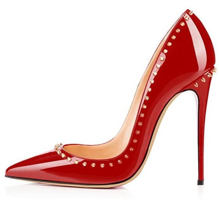 ORANGLES Women’s Plus Size 45 Stiletto Heels – Pointed Toe Slip-on Pumps with Gradient Rivets for Party & Wedding - high resolution display - exposing craftsmanship - Image 2 of 2 | built for everyone | Women’s Plus Size 45 Stiletto Heels – Pointed Toe Slip-on Pumps with Gradient Rivets for Party & Wedding for sale Georgia | Free Shipping ORANGLES