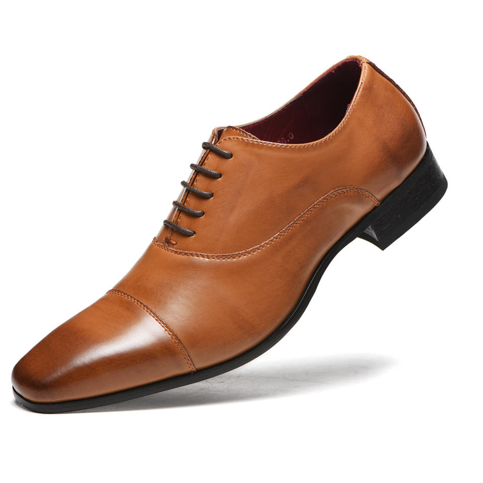 Men’s PU Leather Oxford Dress Shoes – Casual Lace-up Heightening Footwear for Business, Office & Wedding Parties
