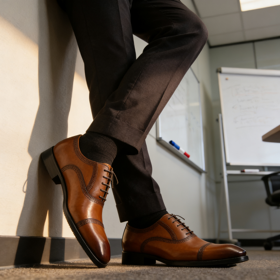 ORANGLES Men’s Italian Leather Oxford Shoes – Branded Cowhide Formal Dress Loafers for Business, Office, Wedding & Party - high resolution display - exposing craftsmanship - Image 2 of 2 | built for everyone | Men’s Italian Leather Oxford Shoes – Branded Cowhide Formal Dress Loafers for Business, Office, Wedding & Party for sale Georgia | Free Shipping ORANGLES