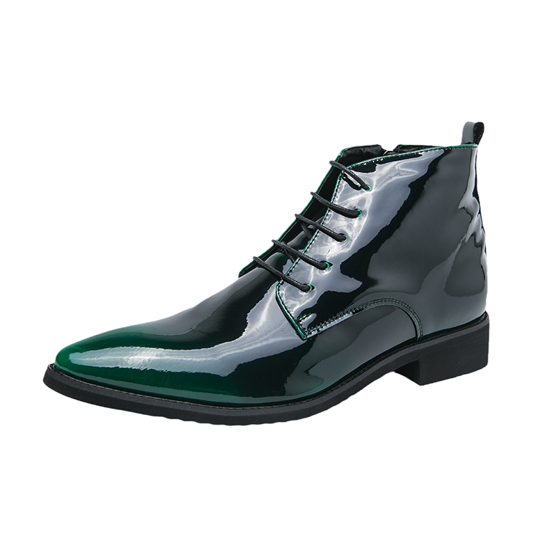 ORANGLES Men’s Patent Leather Chelsea Boots – Chunky Pointed Toe Dress Shoes Size 47 England Style Party Fashion - high resolution display - exposing craftsmanship - Image 2 of 2 | built for everyone | Men’s Patent Leather Chelsea Boots – Chunky Pointed Toe Dress Shoes Size 47 England Style Party Fashion for sale Georgia | Free Shipping ORANGLES