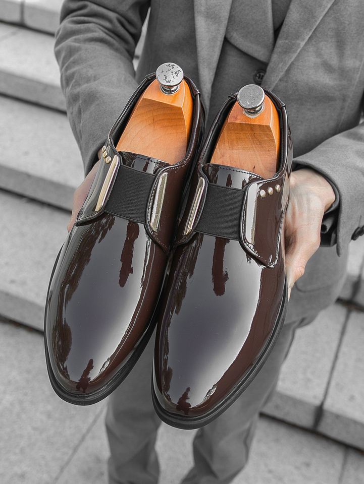 Men’s PU Leather Oxford Shoes – Italian No‑Tie Lace Dress Loafers for Business, Office & Party