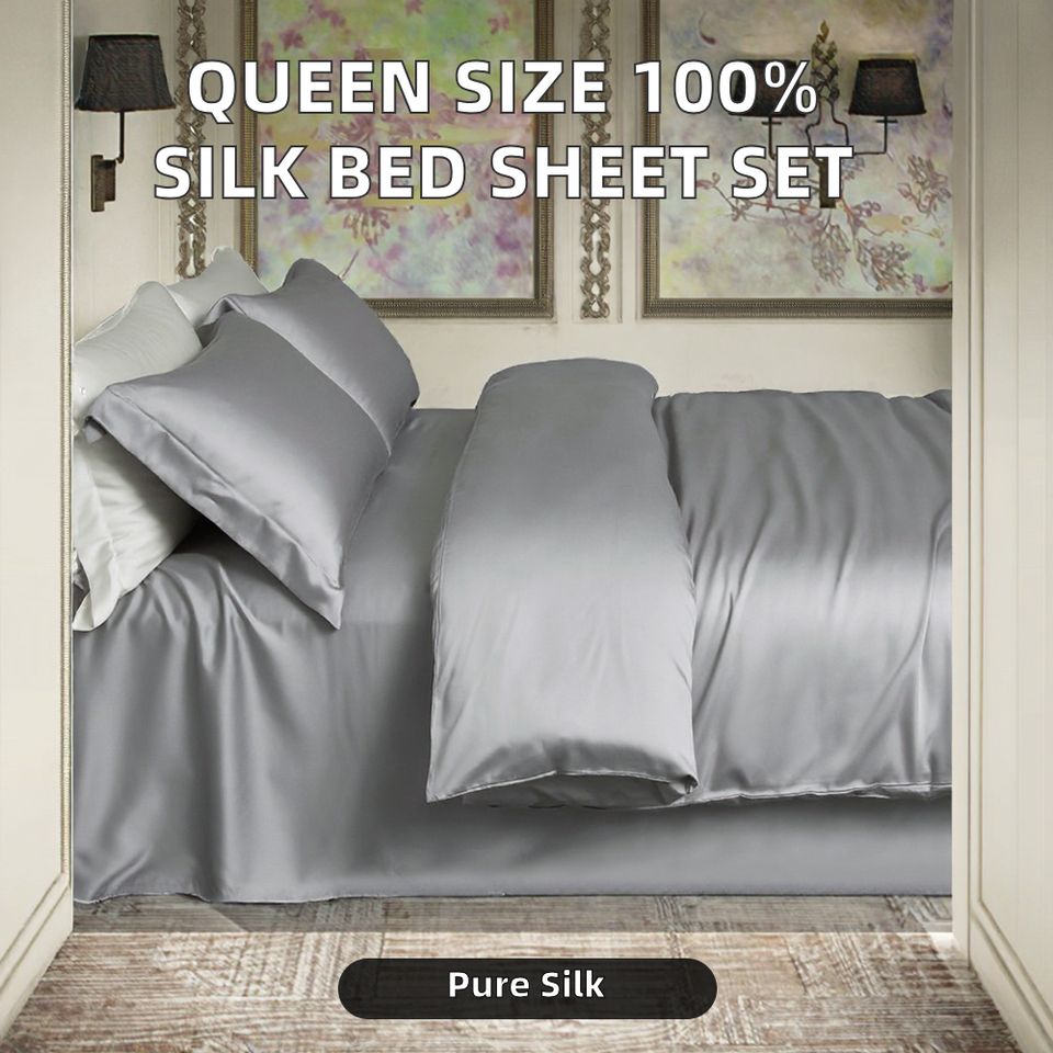 ORANGLES 100% Mulberry Silk Fitted Bed Sheet Set Queen Size – Certified A Silk Bedding for All Seasons - high resolution display - exposing craftsmanship - Image 2 of 2 | built for everyone | 100% Mulberry Silk Fitted Bed Sheet Set Queen Size – Certified A Silk Bedding for All Seasons for sale Georgia | Free Shipping ORANGLES