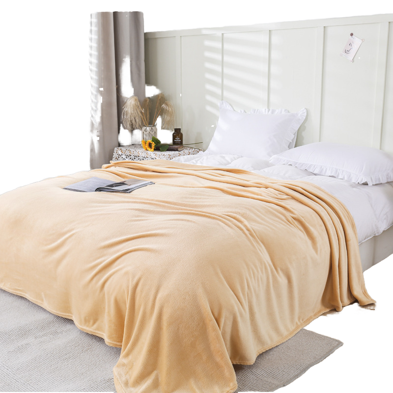 100% Polyester Flannel Raschel Blanket – Heavyweight Woven Plain Warm Bed Cover for Casual Home Use