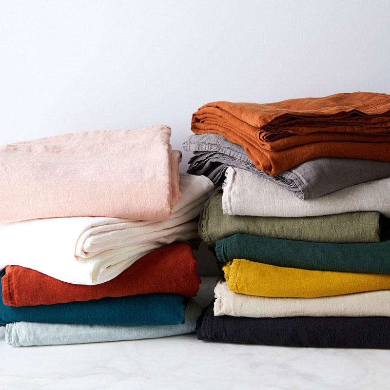 ORANGLES Solid Color 100% Linen Bed Sheets – 4 Piece Queen Size Flax Linen Bedding Set, French Hotel Style - high resolution display - exposing craftsmanship - Image 2 of 2 | built for everyone | Solid Color 100% Linen Bed Sheets – 4 Piece Queen Size Flax Linen Bedding Set, French Hotel Style for sale Georgia | Free Shipping ORANGLES