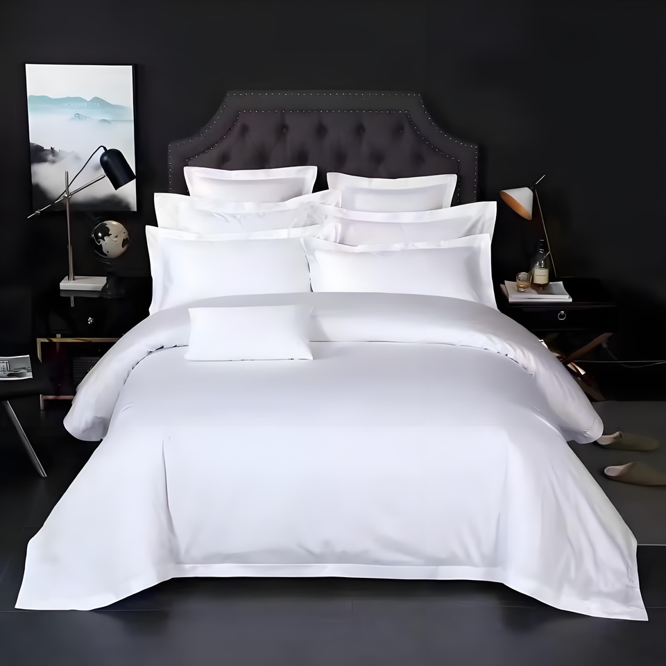 ORANGLES Modern 5‑Star Hotel Cotton Bedding Set – Pure White 4‑Piece Bed Sheet & Quilt, Contemporary Design - high resolution display - exposing craftsmanship - Image 2 of 2 | built for everyone | Modern 5‑Star Hotel Cotton Bedding Set – Pure White 4‑Piece Bed Sheet & Quilt, Contemporary Design for sale Georgia | Free Shipping ORANGLES