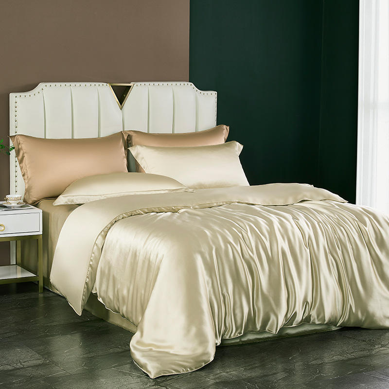 ORANGLES Luxury Chinese 100% Mulberry Silk Bedding Set – Solid Color Wedding Bed Sheet & Light Undercover Design - high resolution display - exposing craftsmanship - Image 2 of 2 | built for everyone | Luxury Chinese 100% Mulberry Silk Bedding Set – Solid Color Wedding Bed Sheet & Light Undercover Design for sale Georgia | Free Shipping ORANGLES