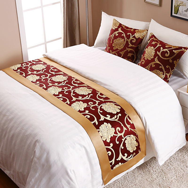 Custom Pattern Hotel Bed Scarf Runner – Queen & King Size Luxury Bedding Accessory