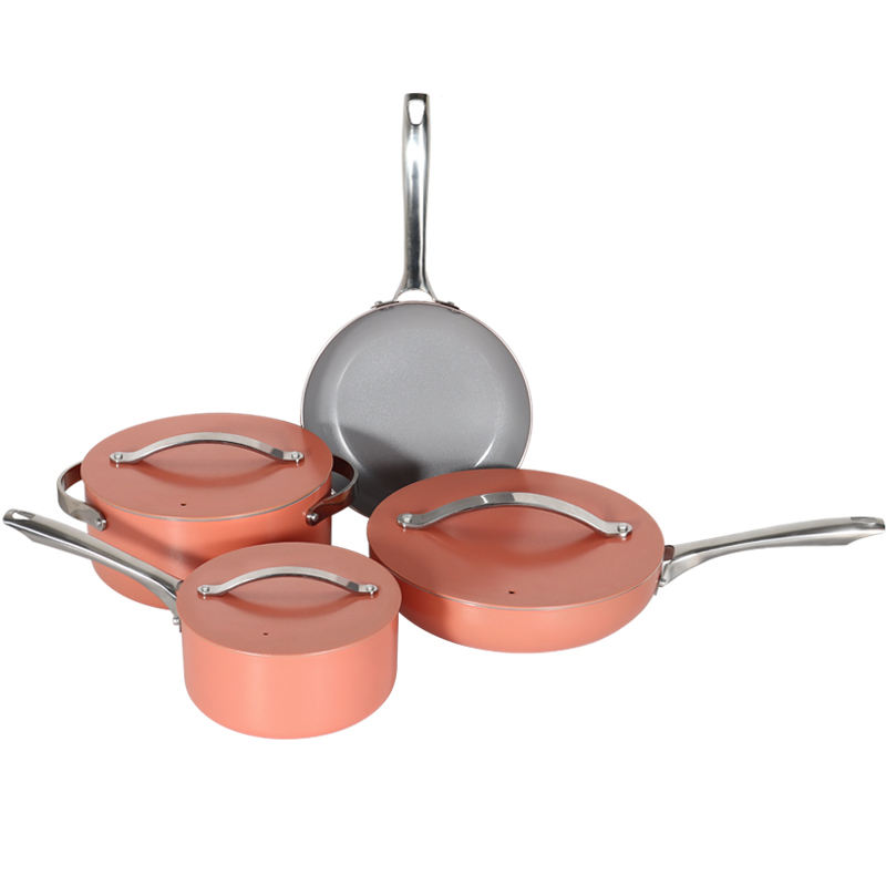 Wholesale 7-Piece Nonstick Kitchenware Set – Eco-Friendly Ceramic Coating Cookware with Aluminum Lids