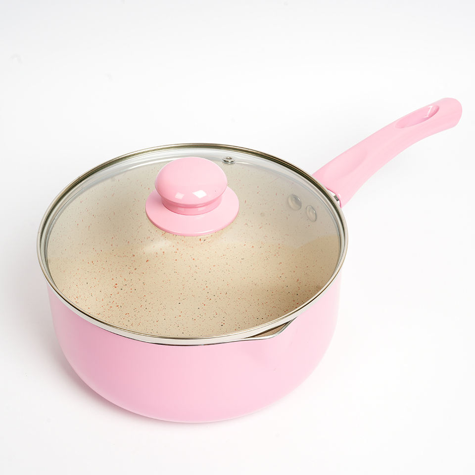 Aluminum Saucepan & Fry Pan Set – Non-Stick Marble Coating with Induction Base Milk Pots & Kitchen Cookware