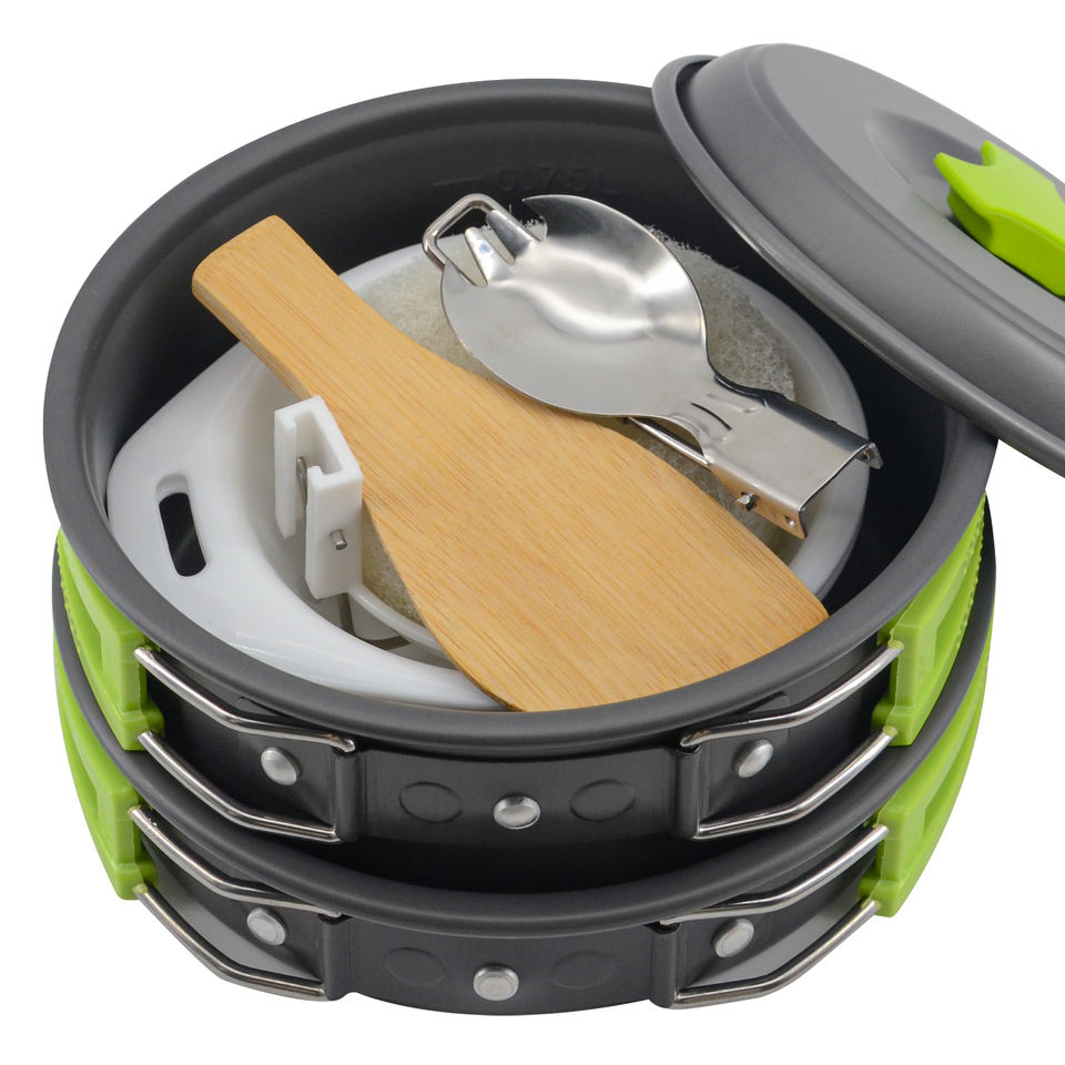 Outdoor Nesting Stainless Steel Cookware Set – Ultralight Camping Pot & Pan Kit with Compact Carry Bag for Hiking & Backpacking