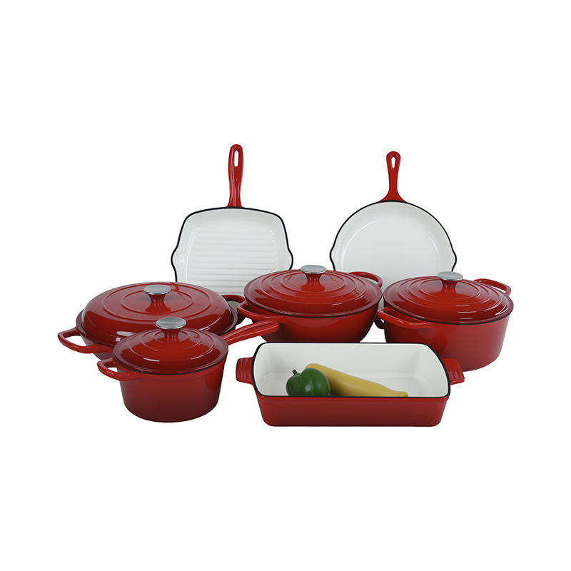 LOVFE Wholesale 7-Piece Cast Iron Enamel Cookware Set – Modern Non-Stick Pots & Pans with Lids