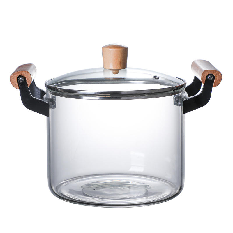 ORANGLES OEM Large Glass Soup Pot – Heat Resistant Borosilicate Cookware Set with Wooden Handle - high resolution display - exposing craftsmanship - Image 2 of 2 | built for everyone | OEM Large Glass Soup Pot – Heat Resistant Borosilicate Cookware Set with Wooden Handle for sale Georgia | Free Shipping ORANGLES