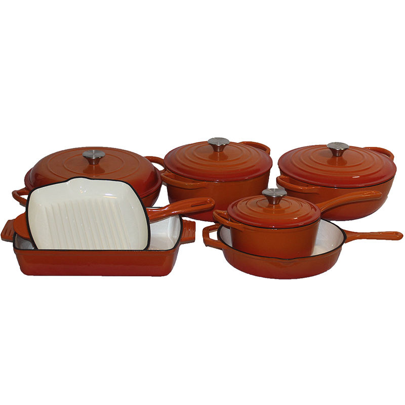 High Quality Red Enamel Cookware Set – 7 Piece Cast Iron Dutch Oven Oval & Round