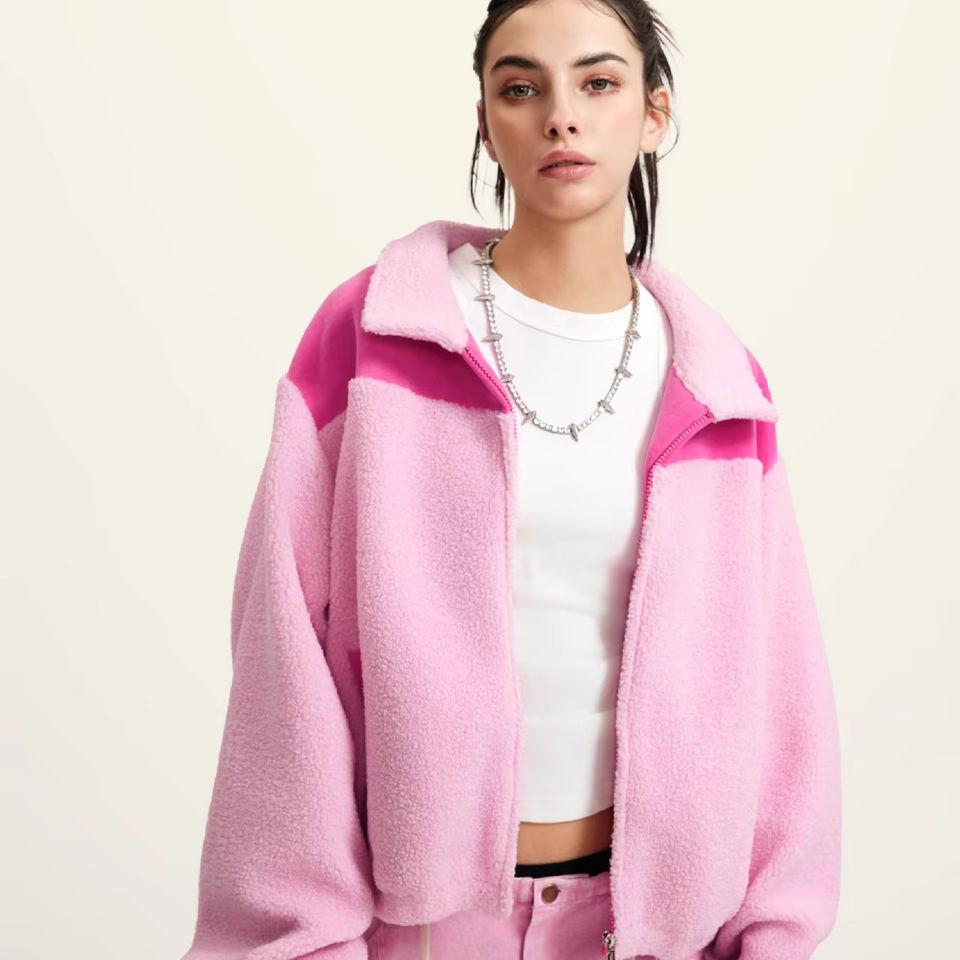 100% Cotton Polar Fleece Sherpa Hoodie – Warm Winter Jacket with Stand Collar