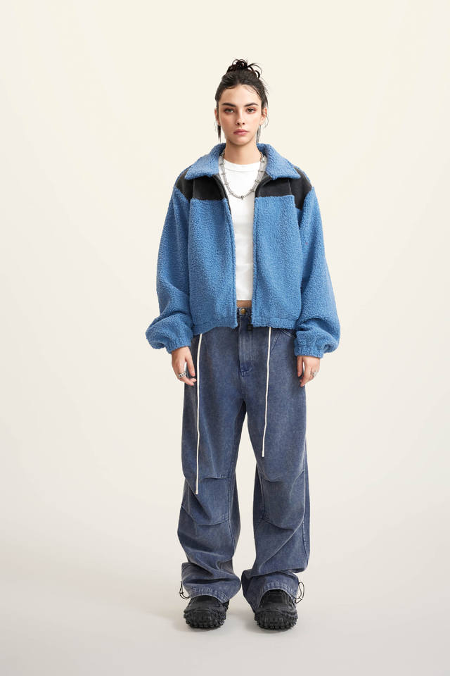 ORANGLES 100% Cotton Polar Fleece Sherpa Hoodie – Warm Winter Jacket with Stand Collar - high resolution display - exposing craftsmanship - Image 2 of 2 | built for everyone | 100% Cotton Polar Fleece Sherpa Hoodie – Warm Winter Jacket with Stand Collar for sale Georgia | Free Shipping ORANGLES