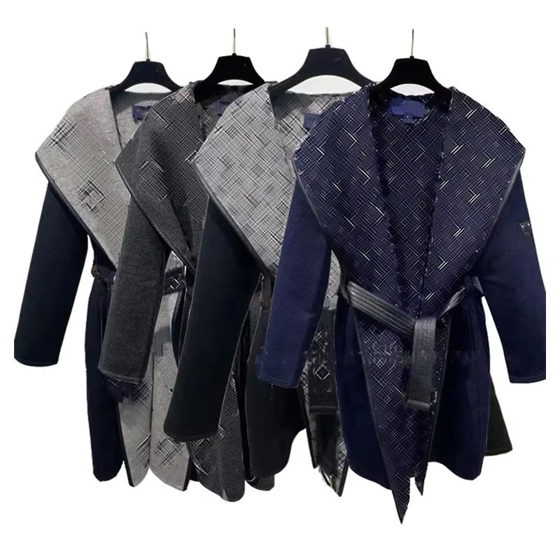 2025 Women’s Designer Cashmere Coat – Elegant Hooded Wool Long Jacket with Belt