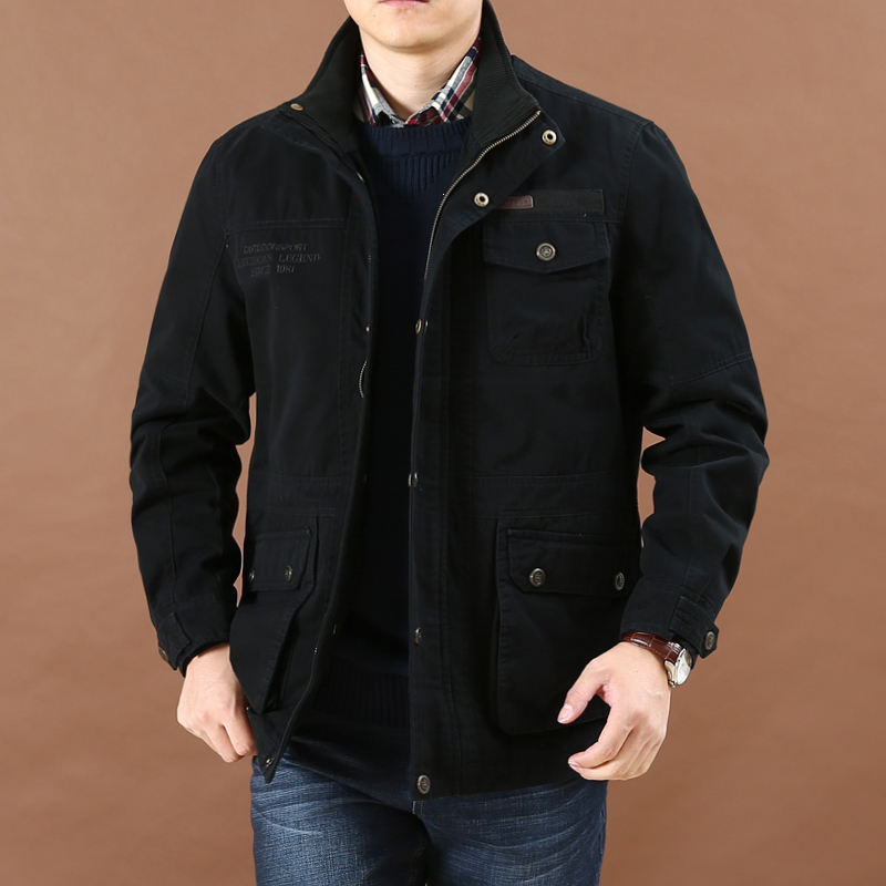 Men’s Cotton Parka Jacket – Plus Size Winter Outdoor Canvas Coat with Zipper
