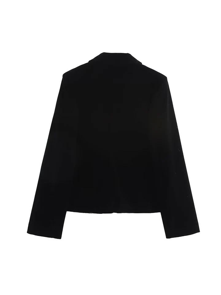 2025 Women’s Velvet Blazer – High-End Single-Breasted Suit Jacket with Buttons