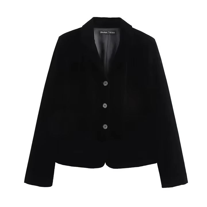 ORANGLES 2025 Women’s Velvet Blazer – High-End Single-Breasted Suit Jacket with Buttons - high resolution display - exposing craftsmanship - Image 2 of 2 | built for everyone | 2025 Women’s Velvet Blazer – High-End Single-Breasted Suit Jacket with Buttons for sale Georgia | Free Shipping ORANGLES