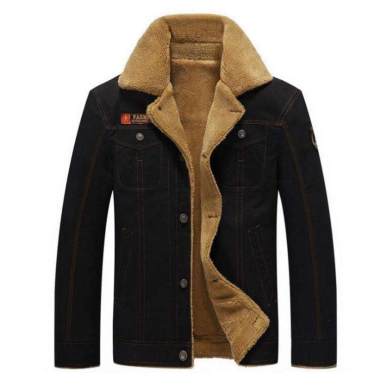 2020 OEM Cotton Winter Jacket for Men – Lapel Plush Thicken Plus Size Business Gentleman Denim Coat
