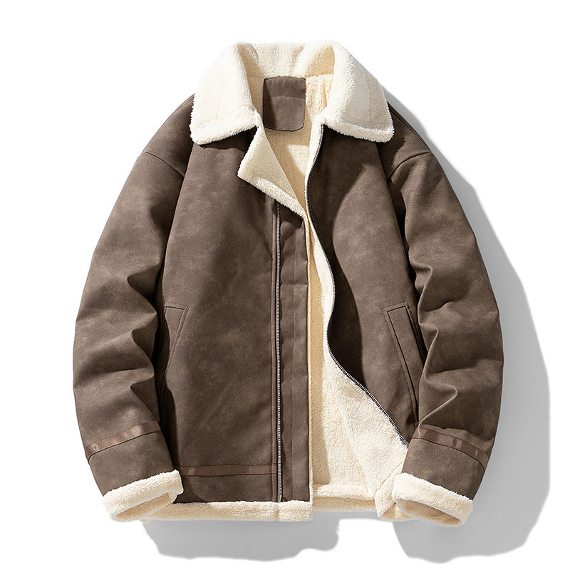 ANSZKTN Men’s Vintage Winter Jacket – Extra Fleece Lapel Fur Coat, Warm Stylish Outerwear