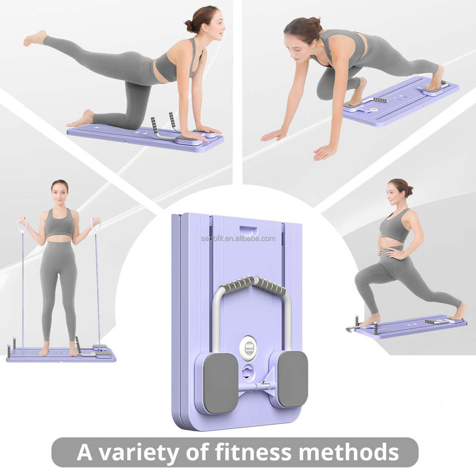 6‑in‑1 Multi‑Purpose Foldable Pilates Reformer Board Set | Ab Roller & Timer for Home Exercise