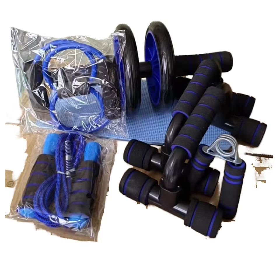 7‑Piece Green Ab Roller Kit | Resistance Bands, Push‑Up Stand & Knee Pad for Core Training