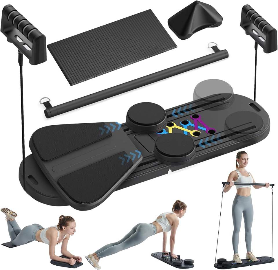 ORANGLES 6‑in‑1 Foldable Pilates Reformer Board | Multifunctional Ab Roller Home Gym with Timer - high resolution display - exposing craftsmanship - Image 2 of 2 | built for everyone | 6‑in‑1 Foldable Pilates Reformer Board | Multifunctional Ab Roller Home Gym with Timer for sale Georgia | Free Shipping ORANGLES