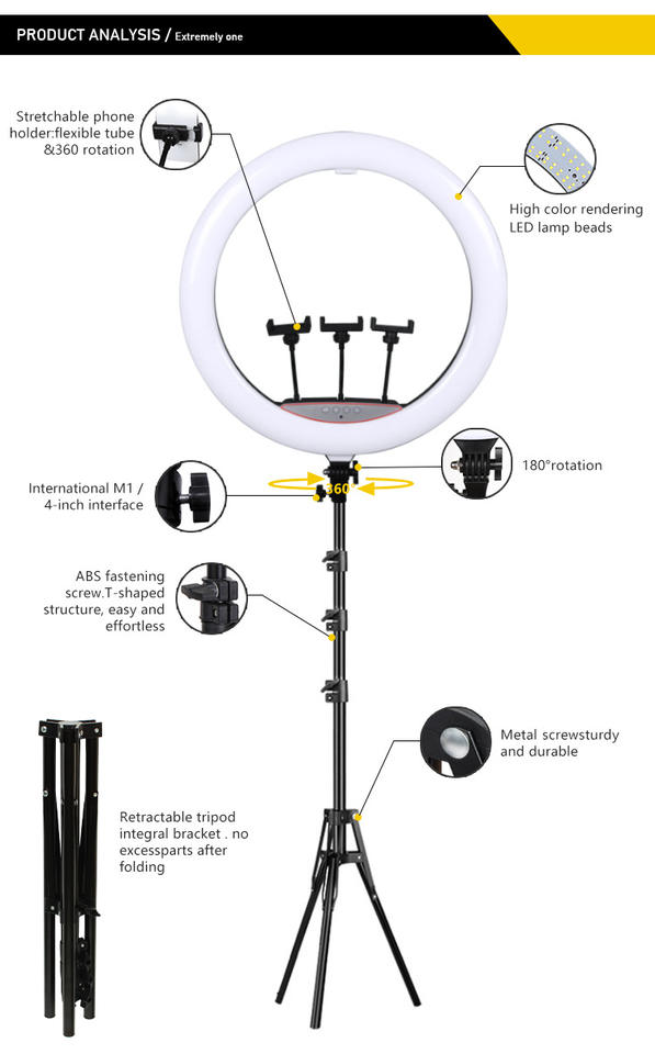 ORANGLES Ring Light 22'' LED Tripod Dimmable Lamp - high resolution display - exposing craftsmanship - Image 2 of 2 | built for everyone | Ring Light 22'' LED Tripod Dimmable Lamp for sale Georgia | Free Shipping ORANGLES
