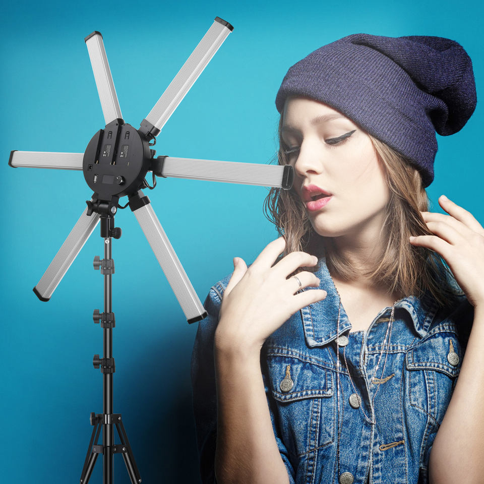 ORANGLES Ring Light 6‑Arm Half‑Moon LED Lamp - high resolution display - exposing craftsmanship - Image 2 of 2 | built for everyone | Ring Light 6‑Arm Half‑Moon LED Lamp for sale Georgia | Free Shipping ORANGLES