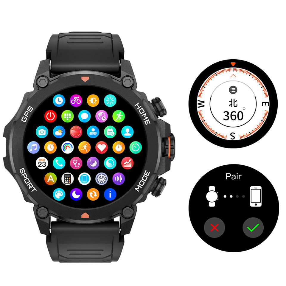 G6 Outdoor GPS Smartwatch 1.43" AMOLED | Compass, Altimeter, Barometer, 5ATM Waterproof