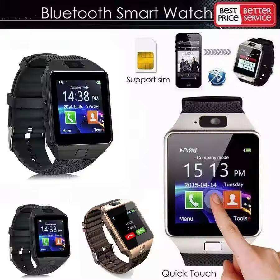 DZ09 Gold Smartwatch | SIM Card, Bluetooth Call, Heart Rate, Alarm & Message Reminder