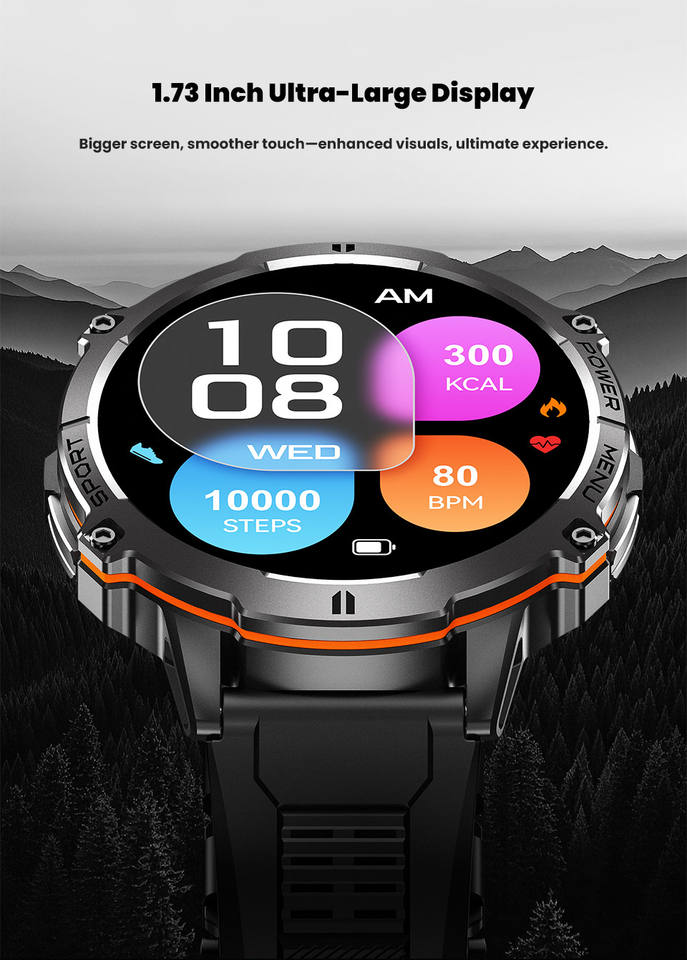 ORANGLES X3 Outdoor Smartwatch 2026 | GPS, LED Flashlight, 1.73" AMOLED, Compass, Altimeter, IP68 Waterproof - high resolution display - exposing craftsmanship - Image 2 of 2 | built for everyone | X3 Outdoor Smartwatch 2026 | GPS, LED Flashlight, 1.73" AMOLED, Compass, Altimeter, IP68 Waterproof for sale Georgia | Free Shipping ORANGLES